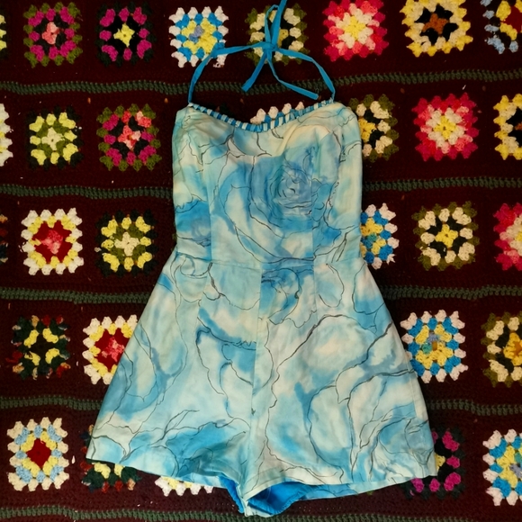 Vintage Pants - Vintage 50s 60s Gabar Halter Swimsuit Playsuit Romper Pinup Girl Retro Beachwear